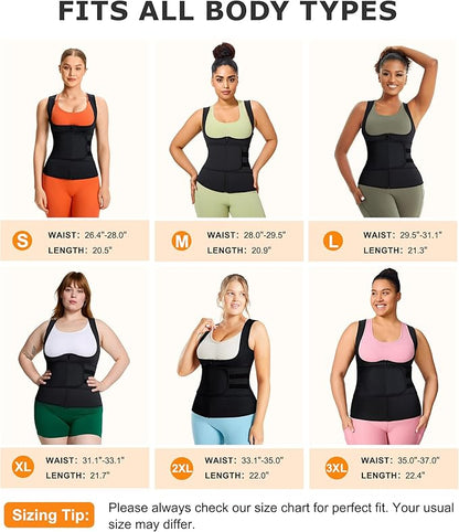 TrainingGirl Sauna Sweat Suit for Women Waist Trainer Workout Faja Weight Vest Body Shaper Shirt Band