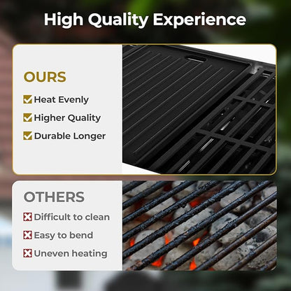 R.W.FLAME 4-Burner Propane Gas Grill with Side Burner, Stainless Steel Propane Grill 42000BTU for Outdoor Cooking, with Porcelain-Enameled Cast Iron Grates, Baking Pan, Silver