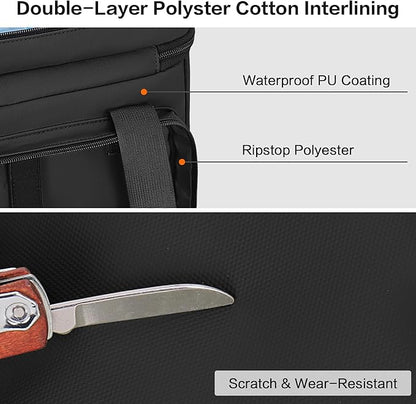 30L Large Fishing Tackle Bag, Waterproof Tackle Box Bag for Saltwater & Freshwater Fishing, Gear and Equipment Storage, Padded Shoulder Strap, Gift for Men, Black