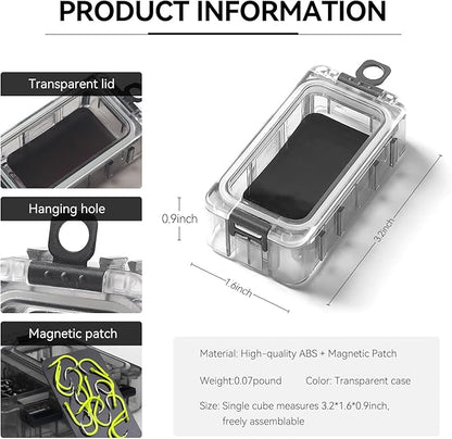 Tackle Box 4 and 8pcs Optional Combination Removable Freely Assemble Fishing Tackle Storage Cube Waterproof Fishing Tackle Organizer With Strong Magnetic Function Luminous (8, Black)