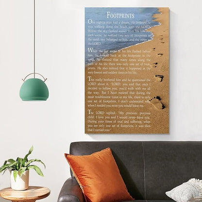 AYLIDEGHSF Footprints In The Sand Wall Art Footprints In The Sand Poster Foot Prints Poem Gifts Wall Decor Aesthetic Unframe-style 12x18inch(30x45cm)