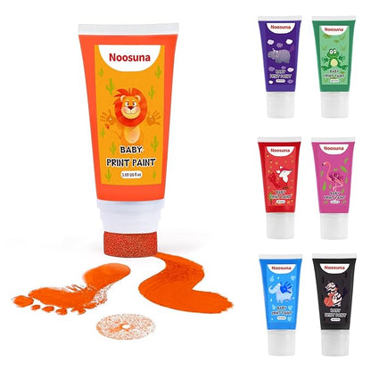 Baby Hand and Footprint Kit with Sponge Head, Baby Ink Hand and Footprint Kit, 1.69 fl oz Non-Toxic and Washable, Paw Print Kit for Dogs Suitable for Babies and Pets, Newborn Memento, Orange