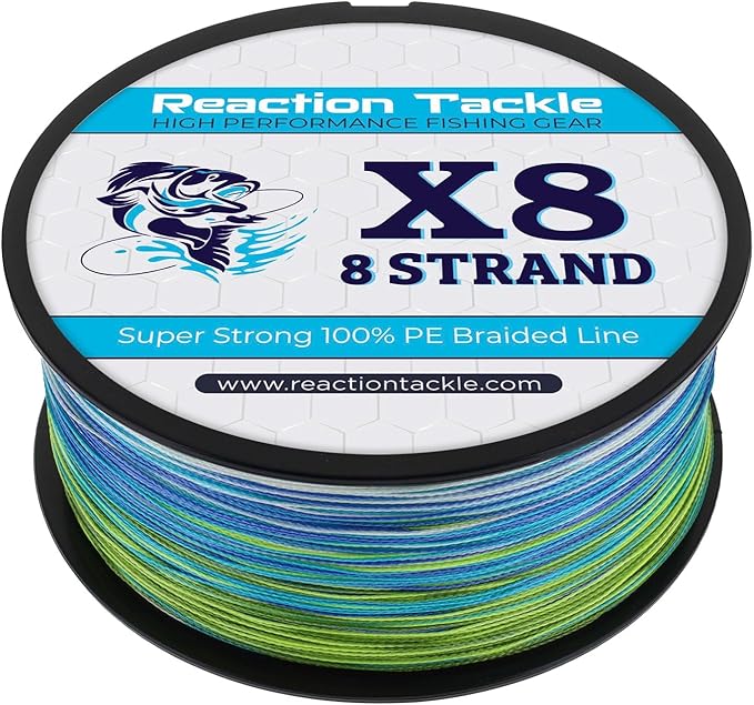 Reaction Tackle Braided Fishing Line - Pro Grade Power Performance for Saltwater or Freshwater Fish - Colored Fishing Line Braid for Extra Visibility