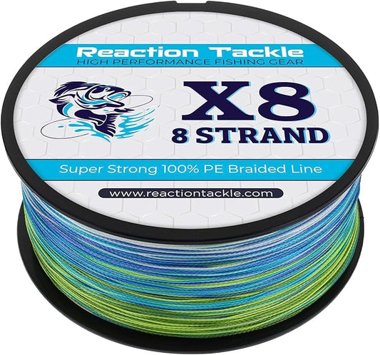 Reaction Tackle Braided Fishing Line - Pro Grade Power Performance for Saltwater or Freshwater Fish - Colored Fishing Line Braid for Extra Visibility