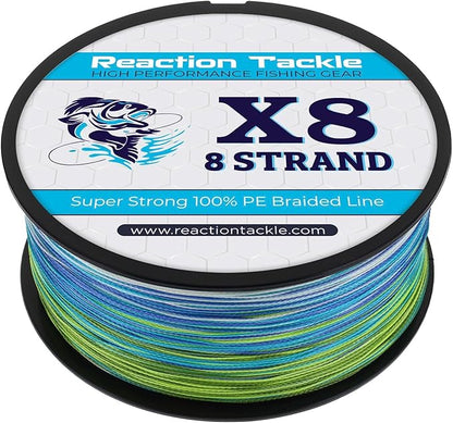 Reaction Tackle Braided Fishing Line - Pro Grade Power Performance for Saltwater or Freshwater Fish - Colored Fishing Line Braid for Extra Visibility