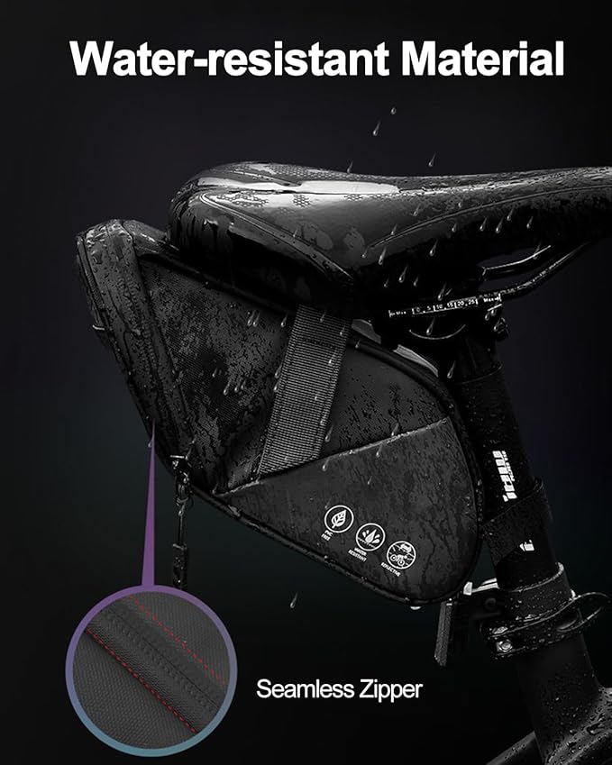Bike Seat Bag, Water Resistant Bicycle Saddle Bag Under Seat, Cycling Seat Pack for Mountain Road Bikes and Commuter, 1L