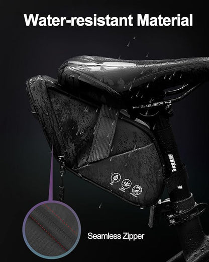 Bike Seat Bag, Water Resistant Bicycle Saddle Bag Under Seat, Cycling Seat Pack for Mountain Road Bikes and Commuter, 1L