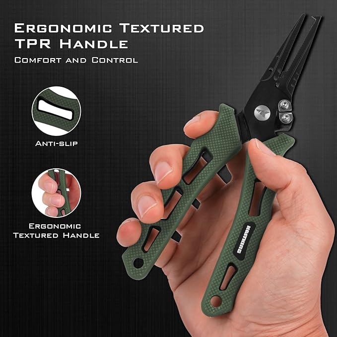 KastKing Cutthroat 7 inch Fishing Split Ring Pliers, 420 Stainless Steel Fishing Tools, Saltwater Resistant Fishing Gear, Tungsten Carbide Cutters