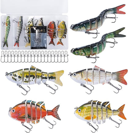 Goture Bass Fishing Lures, Lifelike Jointed Swimbait for Bass Trout Walleye Crappie Pike, Slow Sinking Segment Swimming Bait Fishing Lures for Freshwater and Saltwater, Gifts for Men