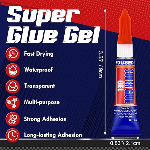 12 x 3g Super Glue Gel, Fast Strong Adhesive, Strong Cyanoacrylate (CA) Glue for Plastic, Metal, Ceramic, Leather, Wood, DIY Crafts and More – Quick Dry, Thick Formula, All-Purpose Instant Bond