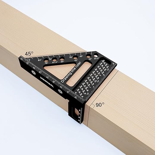 Precision Multi-Angle Carpenter's Square - Versatile Aluminum Woodworking Tool with Laser-Etched Markings for Engineering & Construction