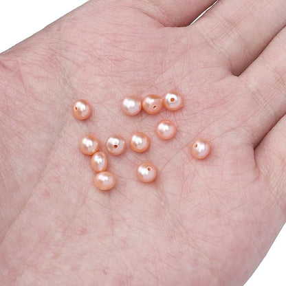 Natural Half Drilled Pearl Beads Pink 4.5-5mm 12pcs AAAA Freshwater Cultured Loose Gemstone Beads for DIY Stud Earring Jewelry Making