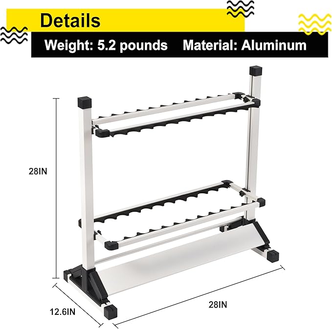 Fishing Rod Holders,Fishing Pole Holders,Fishing Rod Rack,24 Slots to Hold Rods & Reel Combo,Lightweight Aluminum Vertical Fish Pole Garage Storage Ground Display Stand (White)
