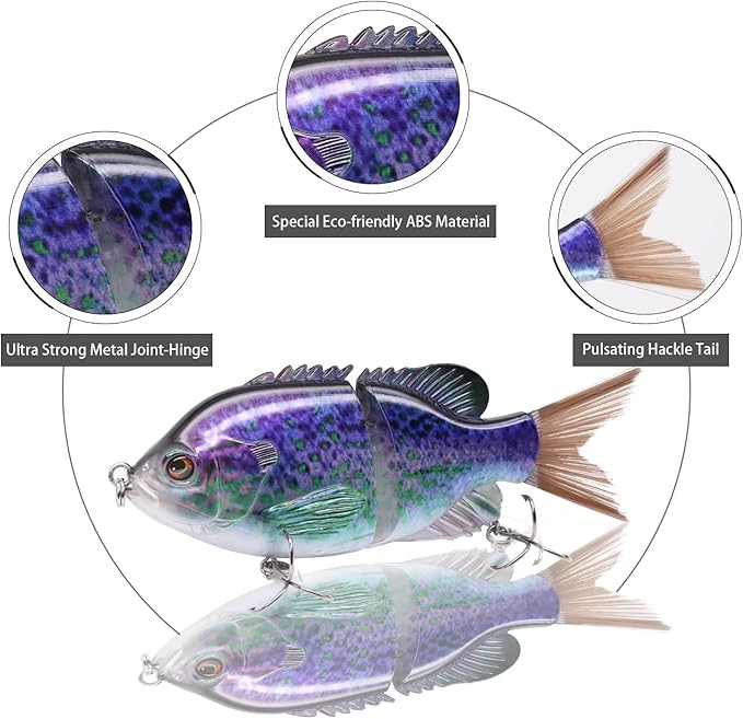 TRUSCEND Easy Catch Swimmax, Magic Noisy Turbulent Wiggling and Vibrating Actions for More Bites, Segmented Swimbait Jointed by Dyneema Strongest Fiber, Lifelike Fishing Lures for Relax Family Fishing