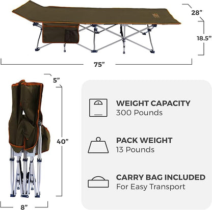 OSAGE RIVER Camping Cot for Adults - Folding Camping Cot - Portable Cots for Sleeping - Rated for 300 lbs