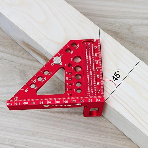 Metric Versatile Carpenter Square Scribing Ruler, 3D Multi-Angle Measuring Tool with Angle Pin Aluminum Alloy 22.5-90 Degree, CM Scale for Woodworking, Engineering, Construction