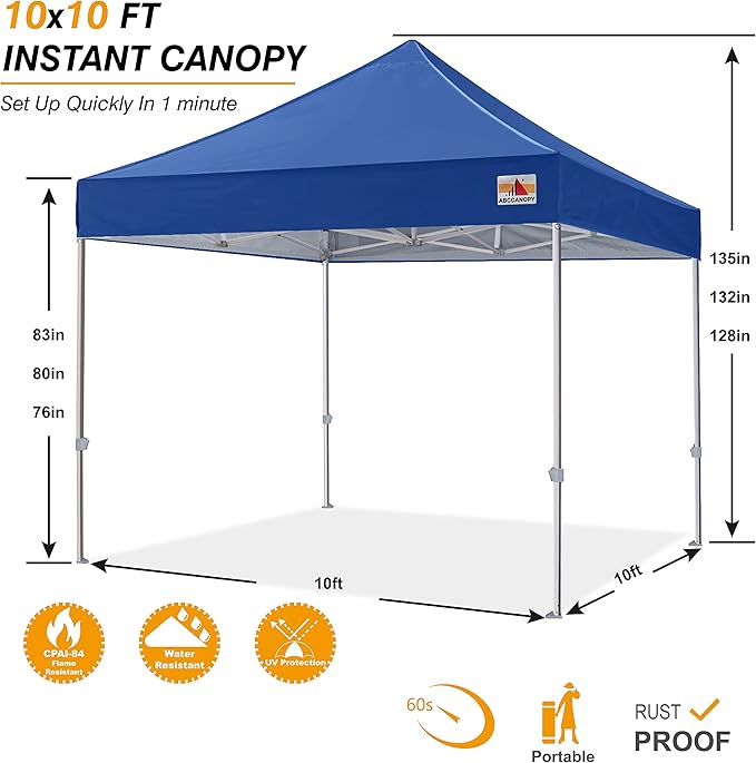 ABCCANOPY Commercial Pop Up Canopy Tent 10x10 Premium-Series, Navy Blue