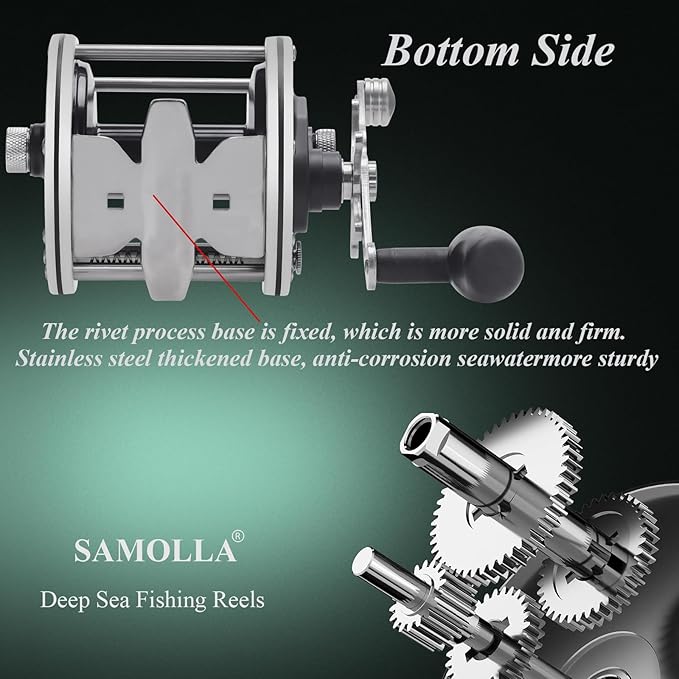 Deep Sea Fishing Reels 44-66Lb Max Drag for Saltwater or Freshwater Ocean Conventional Reel Saltwater Fishing Reel for Tuna Sailfish Swordfish