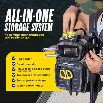 Beyond Fishing Tackle Backpack- The Voyager Tactical Fishing Storage Bag - Lightweight & Compact Bag For Fishing