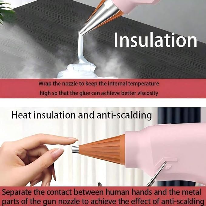 Hot Glue Gun Kit-20W Mini Pink Glue Gun with10PCS Long Glue Sticks (150mm), Fast Heating HighTemp Melt Tool for DlY Crafts, School Projects &Quick Repairs