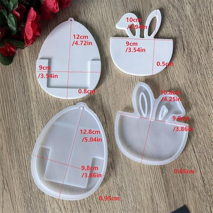 Silicone Molds for Easter Bunny Money & Card Holder, 2-Piece Set with Rabbit Ear Egg Design for Plaster of Paris and Resin, Reusable DIY Craft for Holiday Table Decor, Spring Centerpiece & Gifts