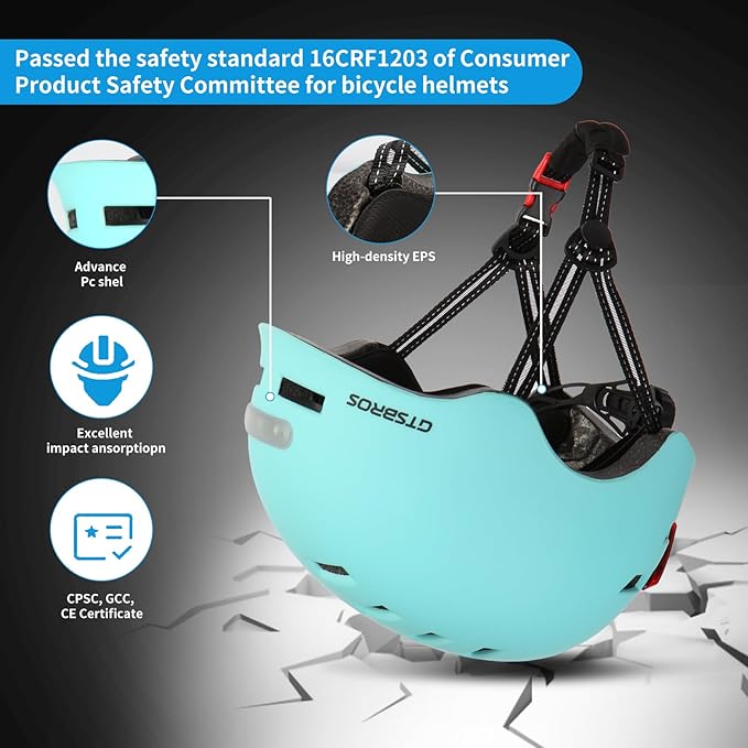 Bike Helmets for Adults - Front and Rear LED Lights Adjustable Bicycle Helmet for Adults Men Women Scooter Helmet for Commuting, Road Biking, Skating, Scooter