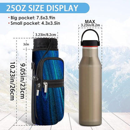 25/32/40/64oz Water Bottle Bag Holder Carrier-Insulated Crossbody Sling Case Sleeve with Strap & Pockets for Men Women Gym Cycling Travel Walking Hiking Camping