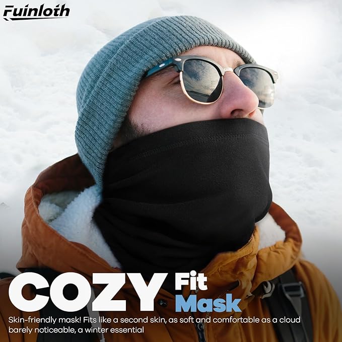 Fuinloth 2 Pack Winter Neck Gaiter, Fleece Warmer Scarf Cold Weather Face Mask Cover for Men/Women