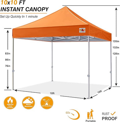ABCCANOPY Commercial Pop Up Canopy Tent 10x10 Premium-Series, Orange