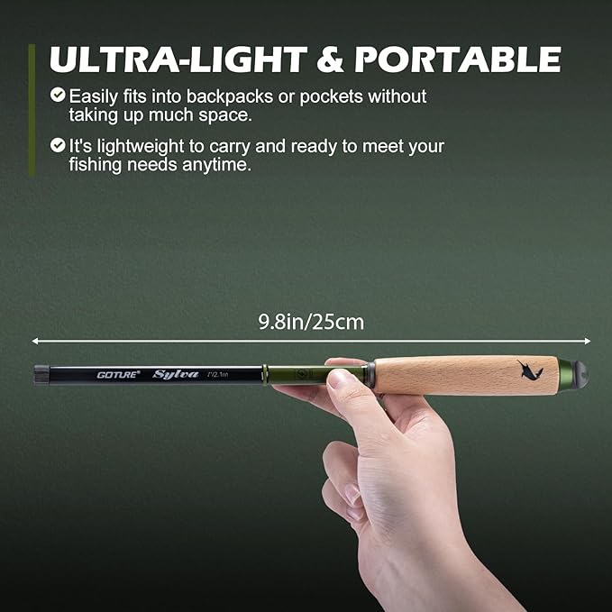 Goture 2pcs Tenkara Fishing Pole for Streams, Rivers, Ultralight Carbon Fiber Fishing Rods Inshore Stream Trout Pole for Micro Fishing