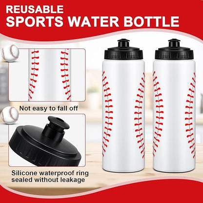 Yaomiao Baseball Water Bottle Bulk Reusable Sports Bottle 20 oz Squeeze Baseball Accessories Gifts School Sports