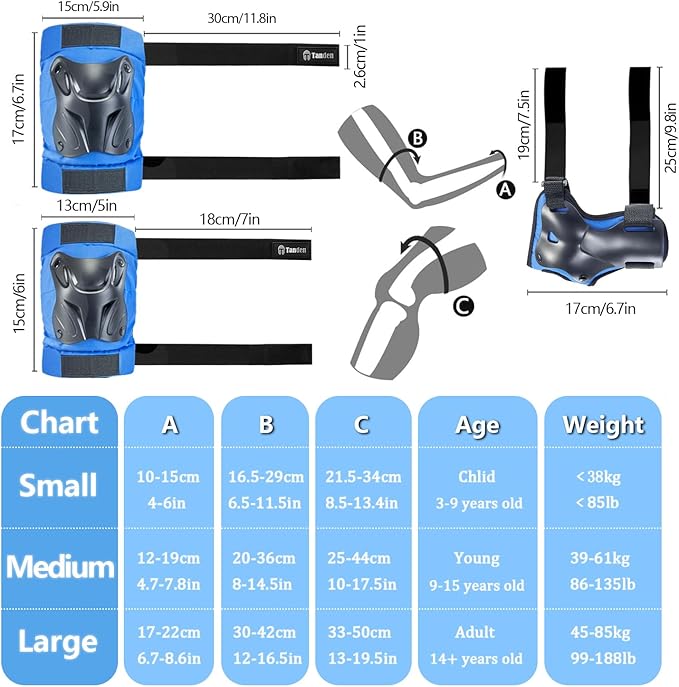 Skating Protective Gear Knee and Elbow Pads Wrist Guards for Roller Skating Skateboarding, Skate Pads Adult Knee Pads