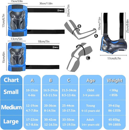 Skating Protective Gear Knee and Elbow Pads Wrist Guards for Roller Skating Skateboarding, Skate Pads Adult Knee Pads