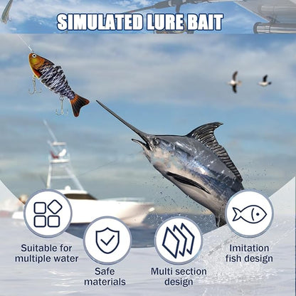 Multi Jointed Swimbait Saltwater Fishing Lures with Sharp Treble Hooks, Bass Fishing Lures Walleye Trout, Lifelike Slow Sinking Fish Bait Lures Kit Freshwater