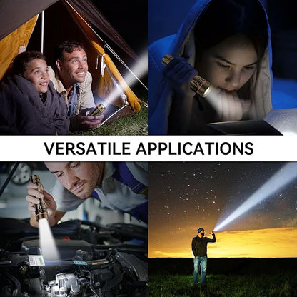 WdtPro Rechargeable Flashlights High Lumens, 2 Pack 10H Long Lasting Super Bright EDC Flashlight, LED Mini Tactical Flash Lights for Camping Emergency, Drop & Water Resistant Brown(Battery Included)