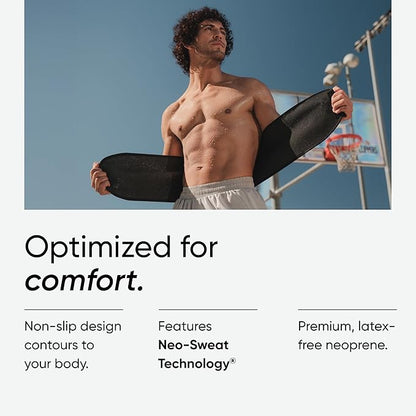 Sports Research Sweet Sweat Waist Trimmer (Core Series) - Premium Sweat Enhancing Fitness Band for Women & Men