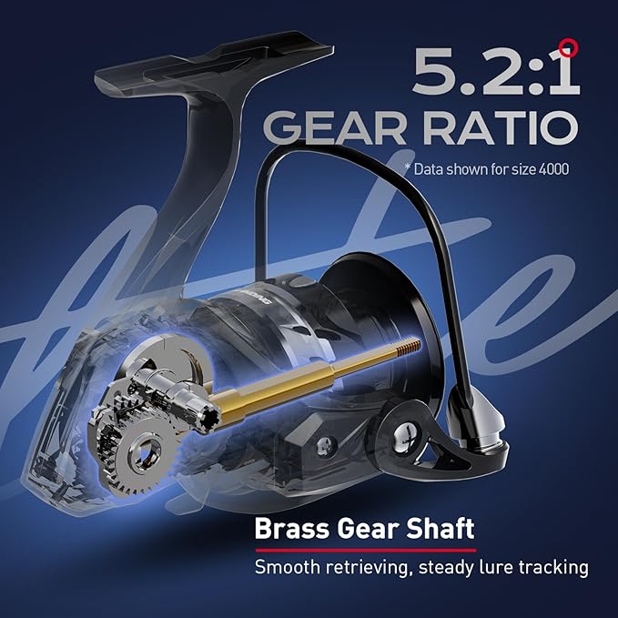 Handing LITE II Spinning Reels Freshwater Spinning Fishing Reels 14.33 Lbs Max Drag Ultra Smooth 5.2:1 Gear Ratio Aluminum Spool 3+1 BB Handle Interchangeable