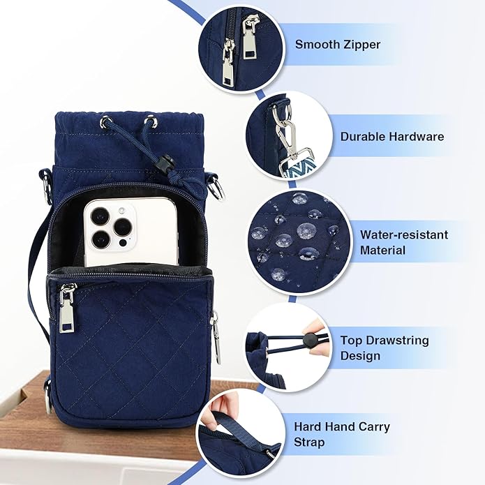 Water Bottle Carrier Bag with Strap, Water Bottle Holder Crossbody Bags for Women Men for Walking, Hiking,Cycling