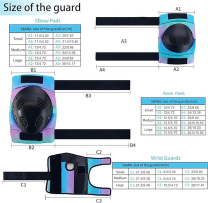 Skateboard Pads Kids/Youth/Adult Shield Elbow Pads and Wrist Guards Protective Gear,Strong Double Straps&Adjustable Easy-Fix Clips for Skateboarding,Rollerblading,ScooterRoller,Skating,Bicycle