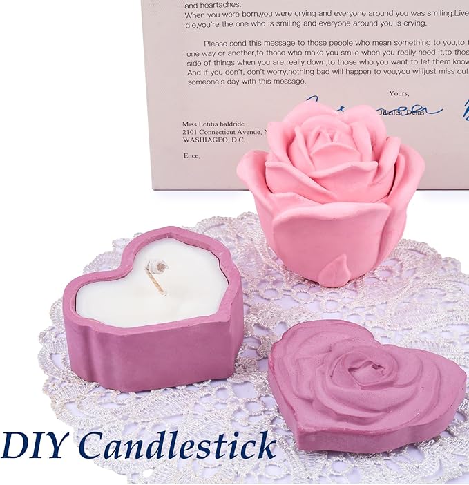 Heart Jar Resin Mold with Rose Lid Epoxy Resin Storage Box Casting Molds DIY Jewelry Trinket Candy Container Silicone Mould Concrete Cement Plaster Planter Candle Vessel Craft Silicone Molds