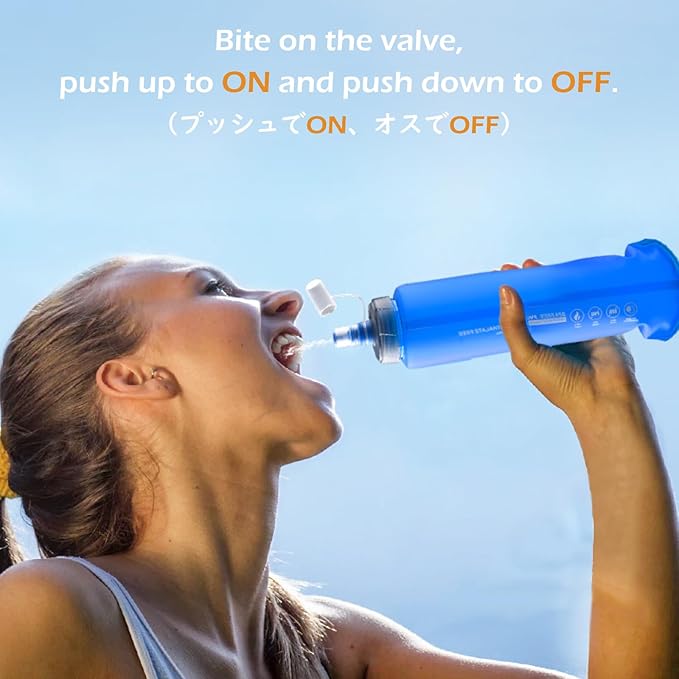 TRIWONDER TPU Collapsible Flask BPA-Free Soft Folding Water Bottles for Hydration Pack - Ideal for Running Hiking Cycling Climbing (500ml/16.9oz - Blue)