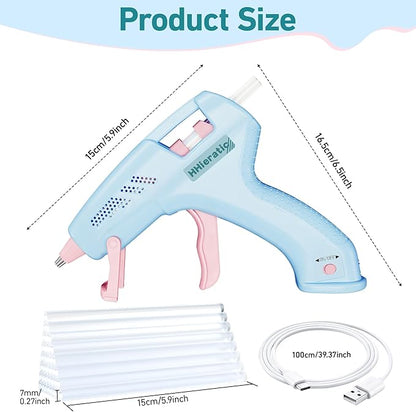 20W Portable Mini Hot Glue Gun with 30 Glue Sticks,USB - Charging,Fixed Stand-Multifunctional for School Crafts DIY Arts Gift