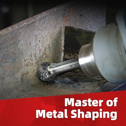 EZARC Tungsten Carbide Rotary Burr Bit, SD-5 Ball Double Cut Carbide Burr 1/4" Shank Die Grinder Cutting Burrs Bit for Metal Working & Sturdy Storage Case