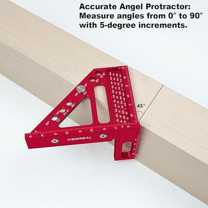 Premium Carpenter Square Hole Scribing Ruler Woodworking Square 22.5-90 Degree Measuring Ruler with Angle Pin,Versatile Multi Angle Square for Woodworking, Engineering, and Construction