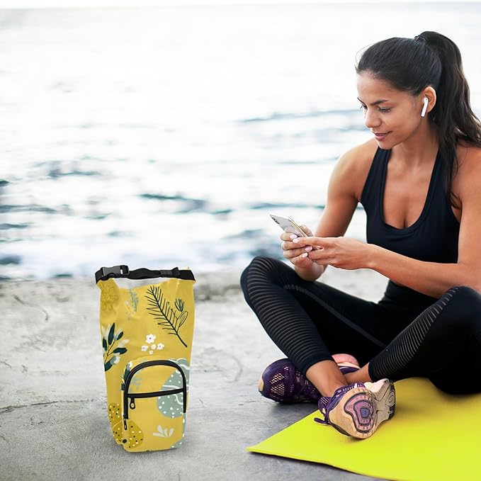 Yellow Easter Eggs Tree Branches Easter Water Bottle Holder with Strap Insulated Water Bottle Carrier Crossbody Bags Pouch with Phone Pocket for Travel Gym Hiking Walking Running