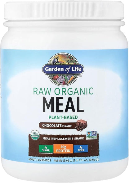 Garden of Life Meal Replacement Shakes, Raw Organic, Chocolate Protein Powder with Plant Based Pea Protein, Sprouts, Greens, Probiotics, Dairy Free 14 Servings