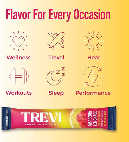 TREVI™ Sugar Free Electrolytes - Drink Mix Hydration Powder Packets - 8 Count - Raspberry Lemonade
