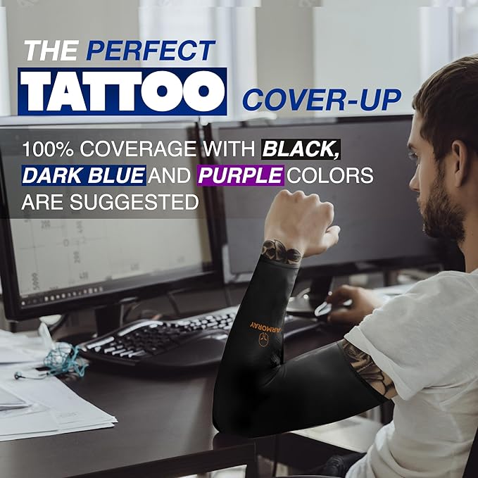 ARMORAY Arm Sleeves for Men or Women - Tattoo Cover Up - Cooling Sports Sleeve for Basketball Golf Football