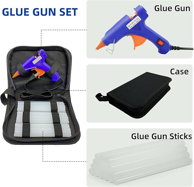 Hot Glue Gun Kit, Mini Hot Melt Glue Gun for Crafts with 30 Glue Sticks and Carry Case, Hot Mini Glue Guns for Craft, School DIY Arts, and Home Repair, SY01