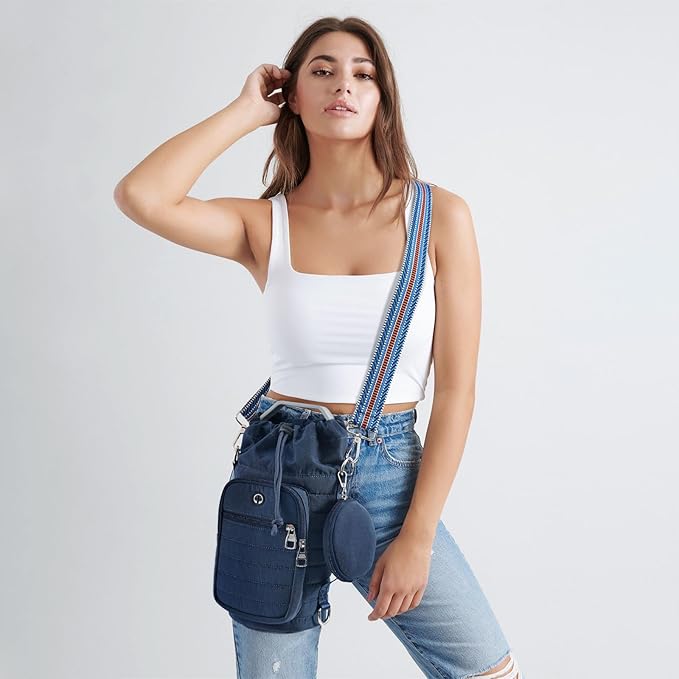 Water Bottle Carrier Bag with Strap, Sling Bag for Walking, Hiking, Cycling, Black, 40 Ounces